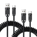 Coiled USB A to USB C 2Pack 3FT Braided Retractable Fast Charging Cable by toocki