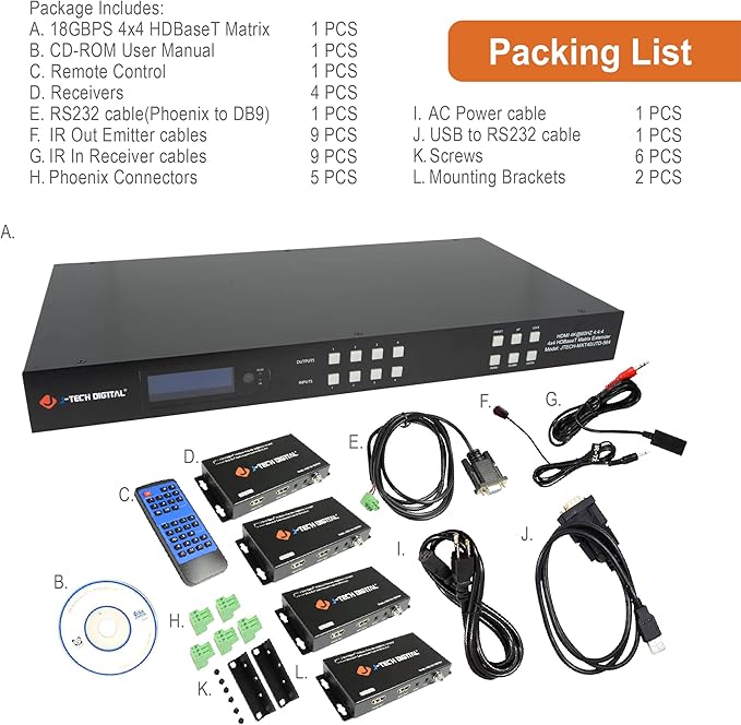 J-Tech Digital HDBaseT 4x4 Matrix Extender Switcher Supports HDMI2.0 HDCP2.2 - Image 7