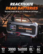 WOLFBOX 3000A Jump Starter, 12V Car Battery Jump Starter, 65W Quick Charge - Image 2