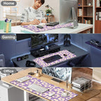 Purple Groovy Flowers Desk Mat, Large Vintage Floral Gaming Keyboard Mouse Pad - Image 7