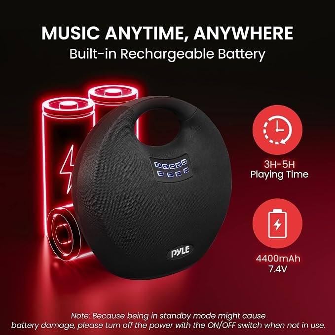 Pyle Wireless Portable Bluetooth Speaker, - Image 5