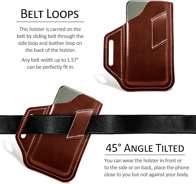 TobbinGear Leather Belt Phone Pouch, Left Handed Leather Cell Phone Holster - Image 2