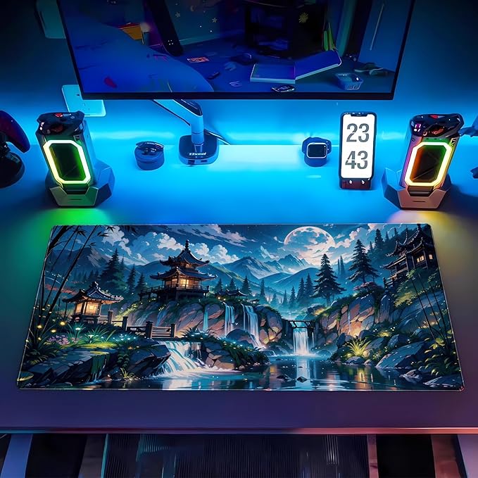 Cloud and Moon Forest Design Extra-Large Gaming Desk Mat XL Extended Keyboard - Image 7
