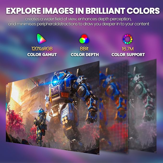 CRUA 27" Curved Gaming Monitor, 280Hz FHD, 1800R VA Panel, 120% sRGB, Support - Image 4