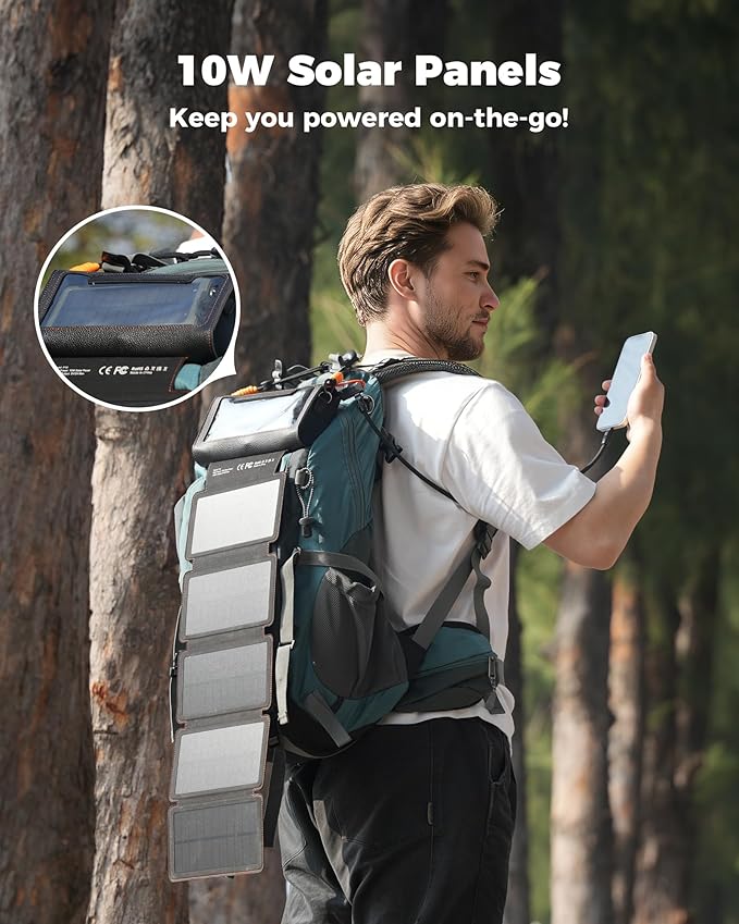 Solar Charger Power Bank 20000mAh: 10W Foldable 5 Solar Panels Pack and Hand - Image 6