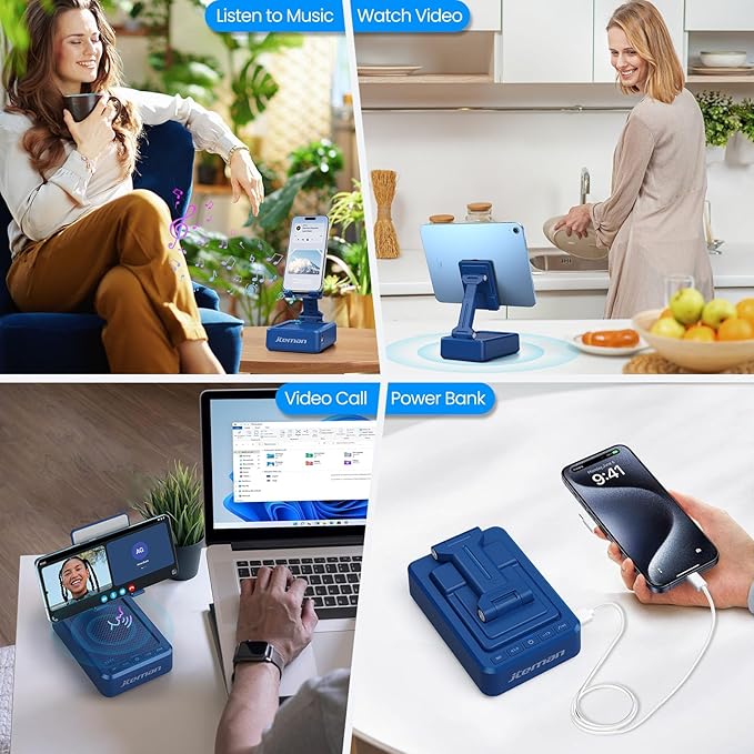 JTEMAN Cell Phone Stand with Bluetooth Speaker and Charging Function, Birthday - Image 4