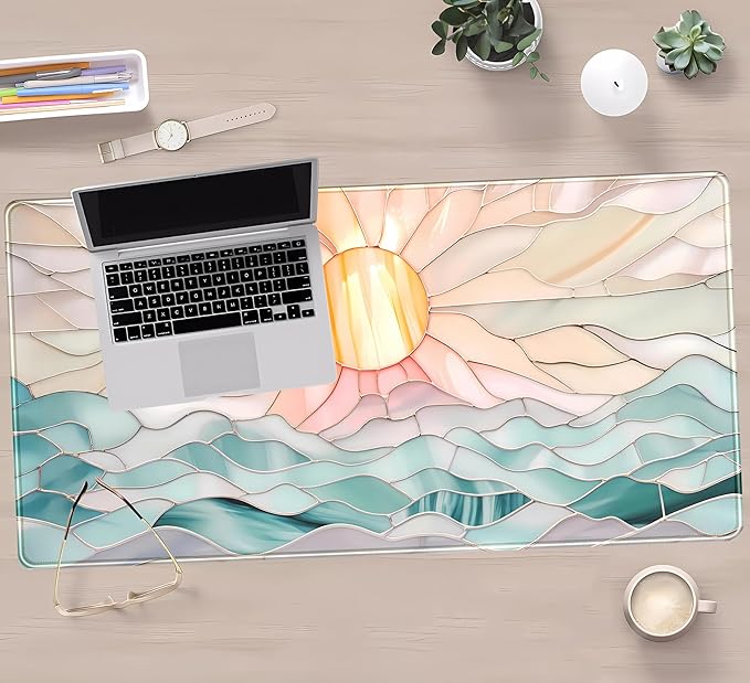 Desk Mat Gaming Desk Pad Large Mouse and Keyboard Pad, Abstract Serene Ocean - Image 5