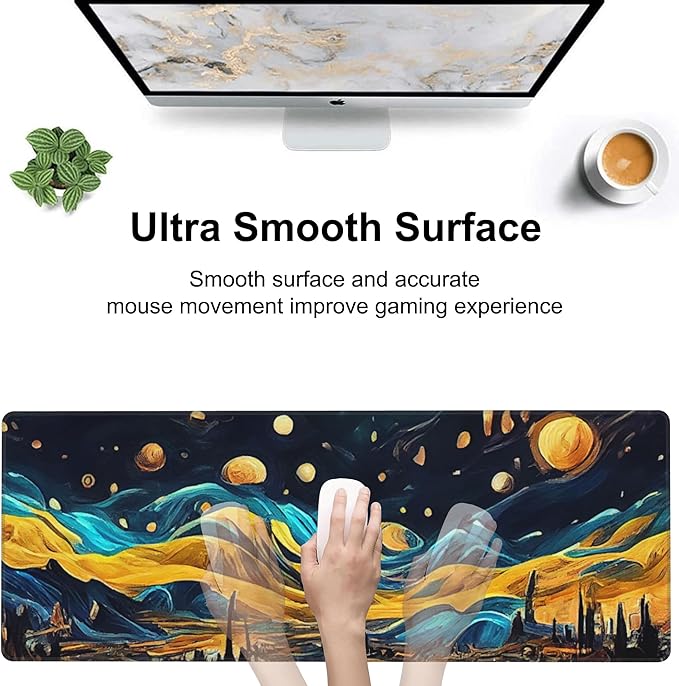 The Starry Night Desk Mat, Large Vincent Van Gogh Oil Painting Gaming Keyboard - Image 5
