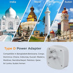 TESSAN US to India Plug Adapter, Type D Travel Adaptor - Image 3