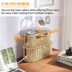 FairyHaus Cable Management Box 2Pack Caramel, Handwoven Large and Small Cable - Image 6