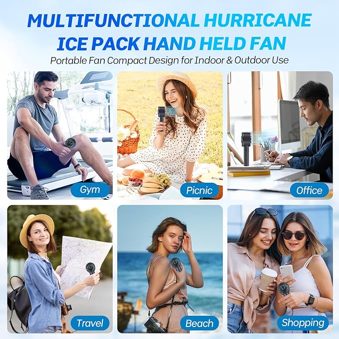 2025 Portable Handheld Ice Fan, Turbo Cooling Fans, 100 Gear Hurricane Wind - Image 9
