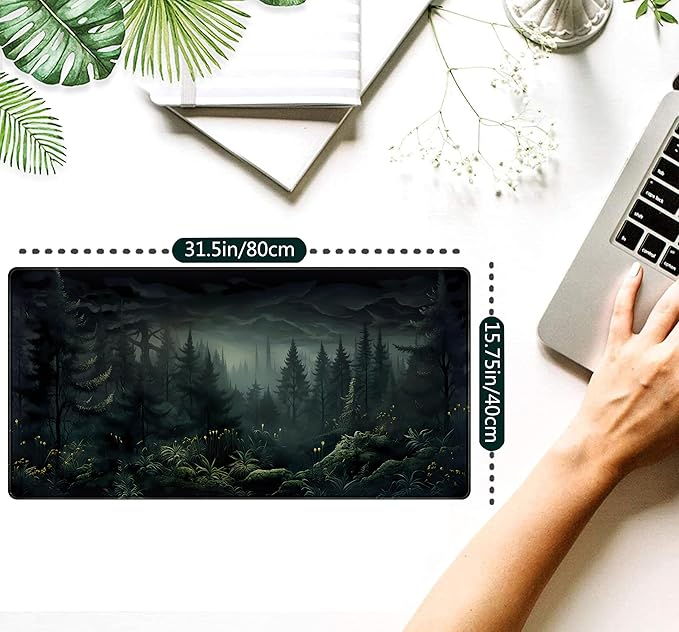 Cute Dark Gloomy Forest Desk Mat, Gothic XXL Large Extended Gaming Mouse Pad Mat - Image 2
