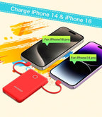 6000mah Ultra Slim Built in Cables Power Bank, Card Size Built in USB C Cords - Image 7