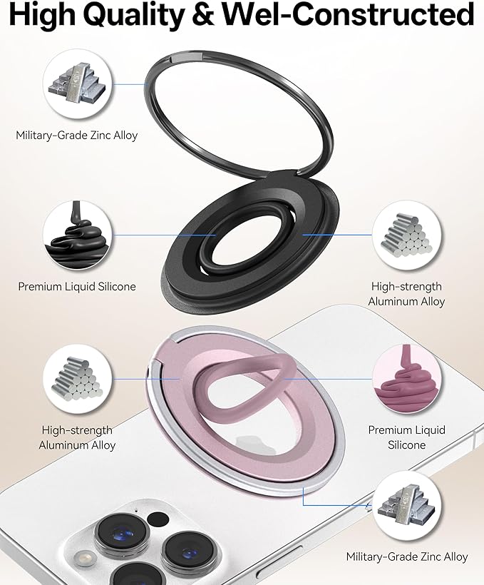 Magnetic Phone Grip for MagSafe Ring Holder, Two-Sided Magnets Phone Ring Grip - Image 7