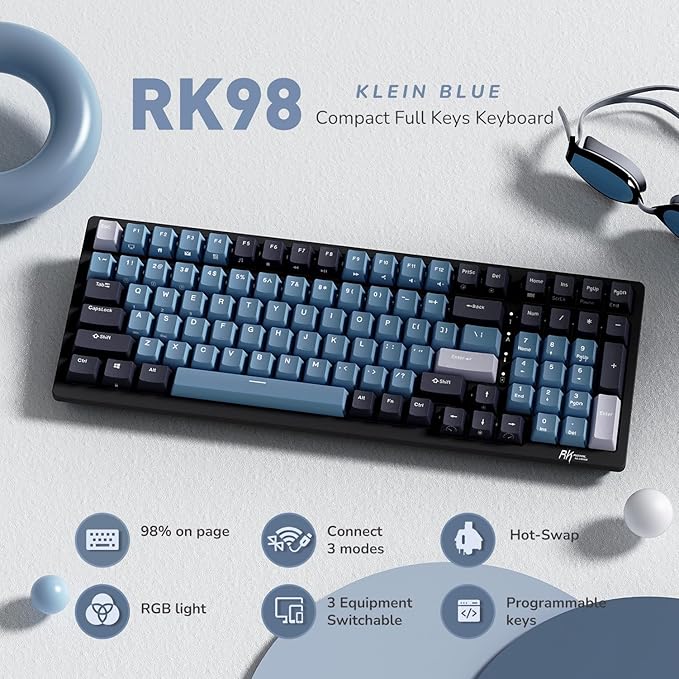RK ROYAL KLUDGE RK98 Wireless Mechanical Keyboard, Triple Mode 2.4G/BT5.1/USB-C - Image 2