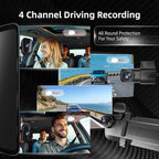 2025 Rear View Mirror Camera, 4 Channel Mirror Dash Cam Front and Rear Inside - Image 9