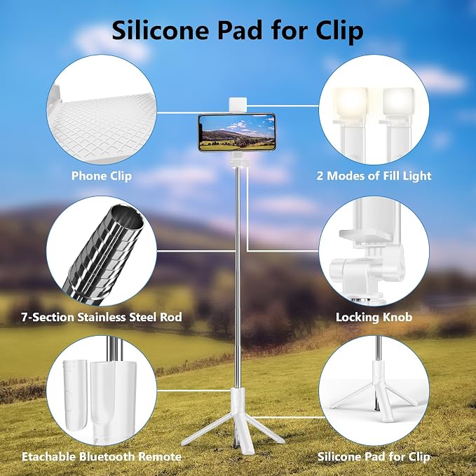 Selfie Stick Tripod, 40 in Retractable Tripod - Image 7