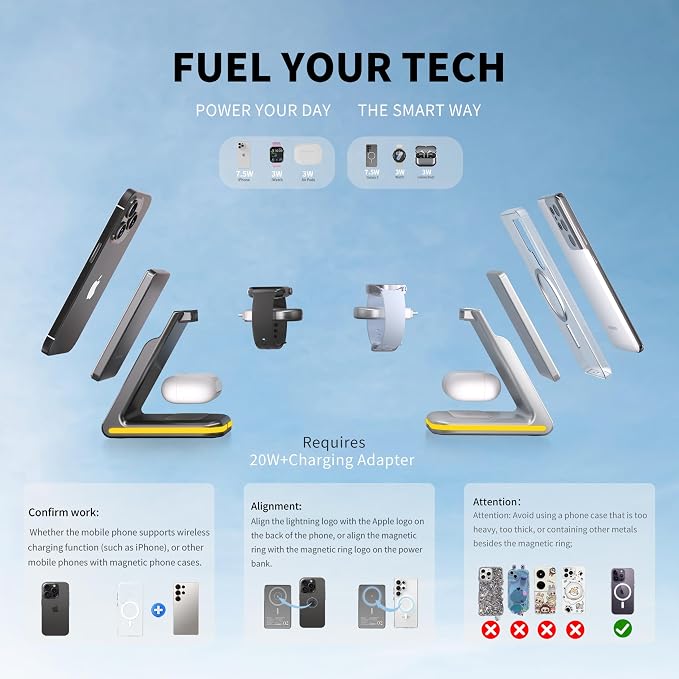 Wireless Charger 5 in 1 Magnetic Charging Station Stand - Image 4