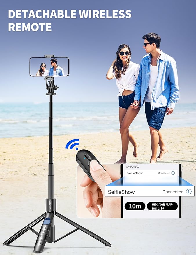 Aluminum 71" Phone Tripod with Remote, Extendable & Compatible with iPhone - Image 4