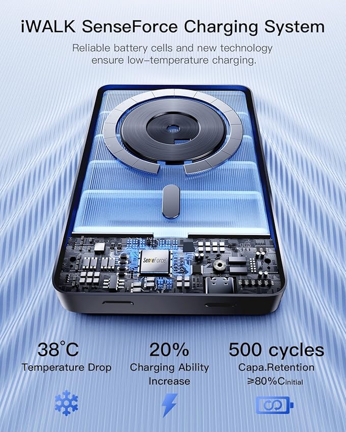 iWALK Magnetic Portable Charger, Qi2 Certified 15W Magnetic Power Bank - Image 3
