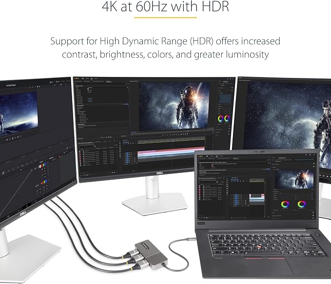 StarTech.com 3-Port USB-C Multi-Monitor Adapter, USB Type-C to 3x HDMI MST Hub - Image 5