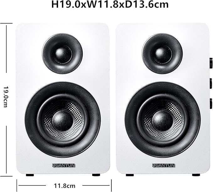 Sanyun SW208 3" Active Bluetooth 5.0 Bookshelf Speakers – 60W Carbon Fiber - Image 2