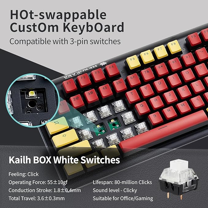 Hexgears GK735 Wired Mechanical Gaming Keyboard, Hot-Swappable Full-Size - Image 4