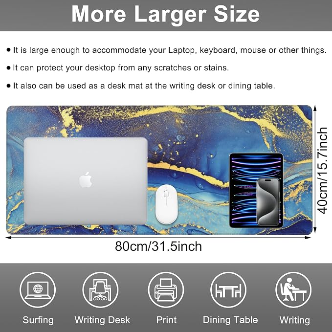 Mouse Pad, Large Alcohol Ink Art Desk Mat, Extended Non-Slip Gaming Keyboard - Image 2