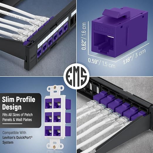Everest Cat6 RJ45 Keystone Coupler in Purple - Image 3