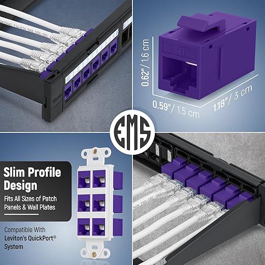 Everest RJ45 CAT6 Keystone Coupler in Purple - Image 3