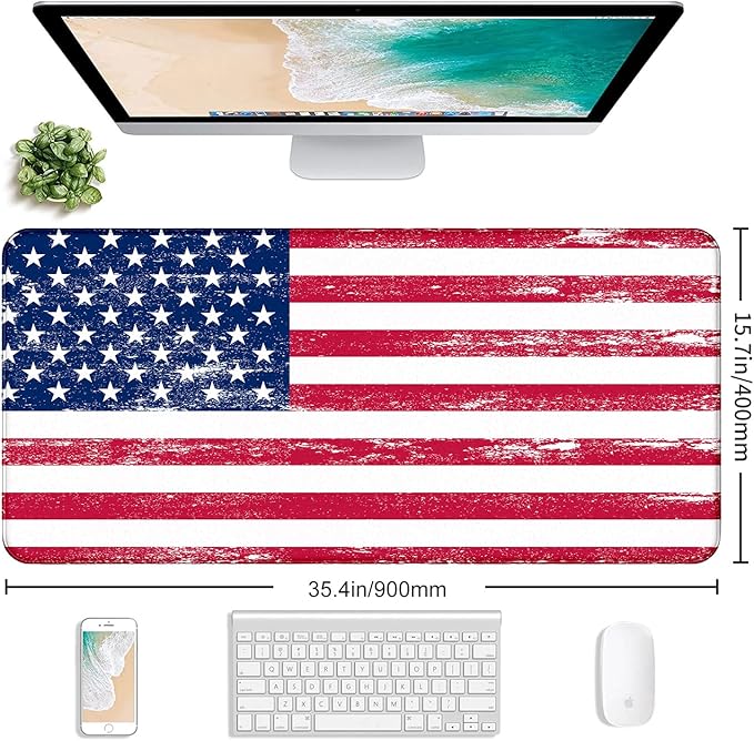 American Flag XXL Extended Mouse Pad, Patriot Large Laptop Pad, Waterproof - Image 2