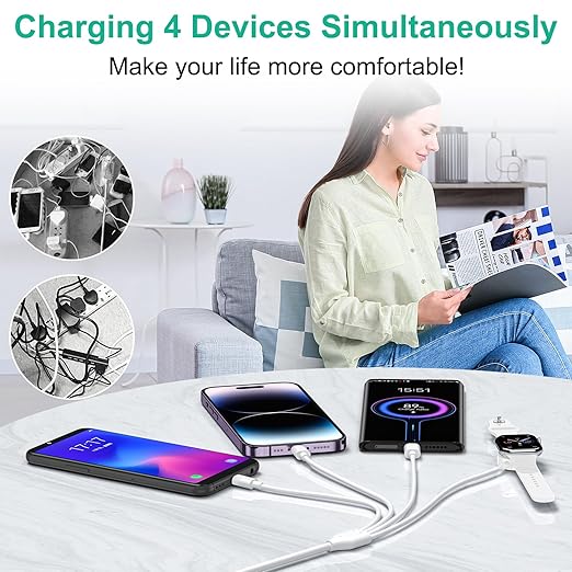 Multi Charging Cable 4 in 2 for Apple Watch Charger i-Phone, Travel 4 in 2 - Image 4