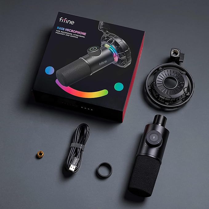 FIFINE USB Gaming Microphone, RGB Dynamic Mic - Image 7