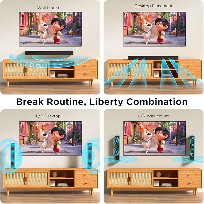 2.2ch 100W Sound Bar for Smart TV, 2-in-1 Detachable Bluetooth 5.3 Speaker - Image 6