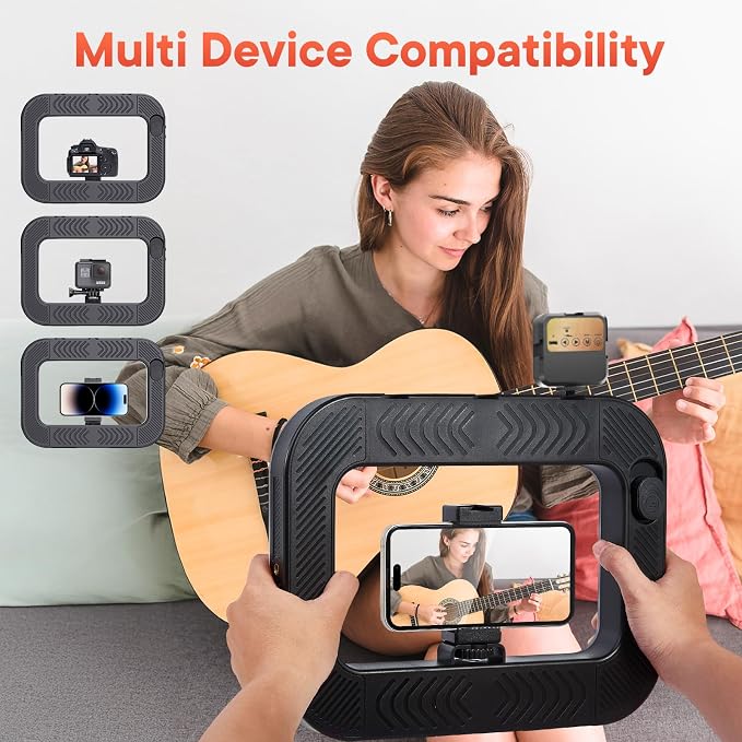Smartphone Video Rig with Light + Tripod, Handheld LED Ring Light Selfie Light - Image 4