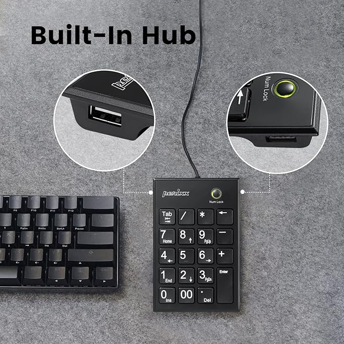 Perixx Peripad-202H Wired Slim Numeric Keypad, X Type Scissor Keys - Image 3