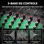 12 Channel Audio Mixer, Professional DJ Mixer Board Sound Music Mixing Console - Image 3