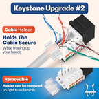 Everest 45° Angled RJ45 Cat6A Keystone Jacks 10-Pack in Black - Image 4