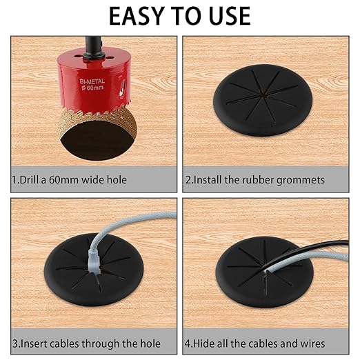 2-3/8IN Desk Grommet, 13 Pieces Wire Grommet, Desk Hole Cover - Image 4