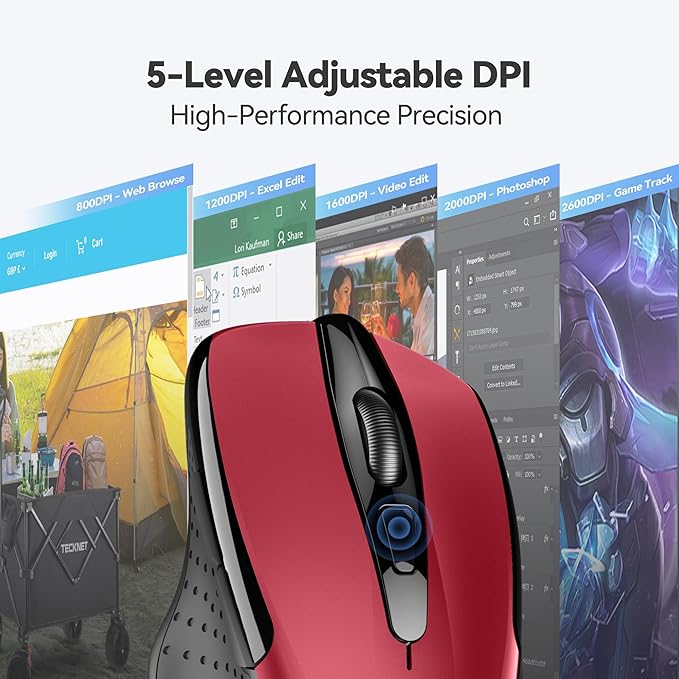 TECKNET Wireless Mouse, 2.4G Ergonomic Optical Mouse, Computer Mouse - Image 4