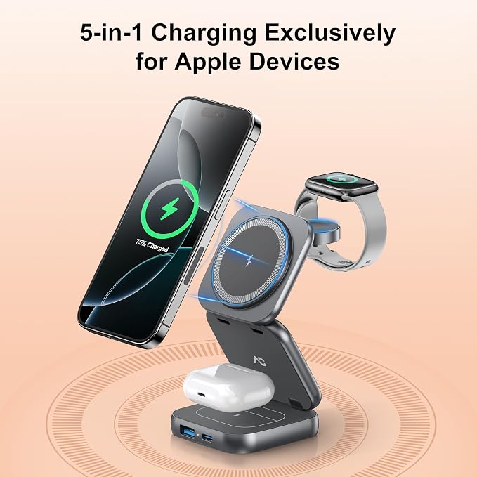 5-in-1 Wireless Charger for MagSafe, AC ISLAND Portable Travel Charging Station - Image 2