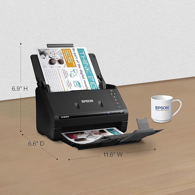 Epson Workforce ES-500W II Wireless Color Duplex Desktop Document Scanner - Image 4