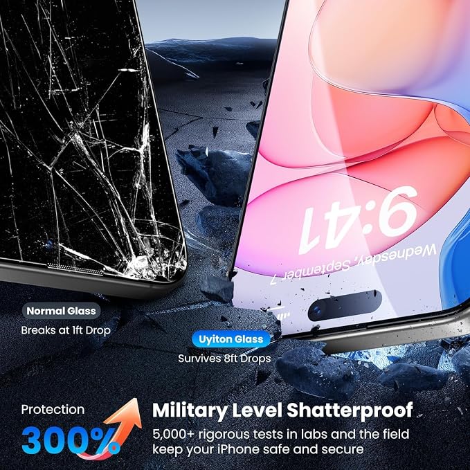 Uyiton UnBreak-Glass for iPhone 15 Pro Max Screen Protector, Full Coverage Case - Image 3