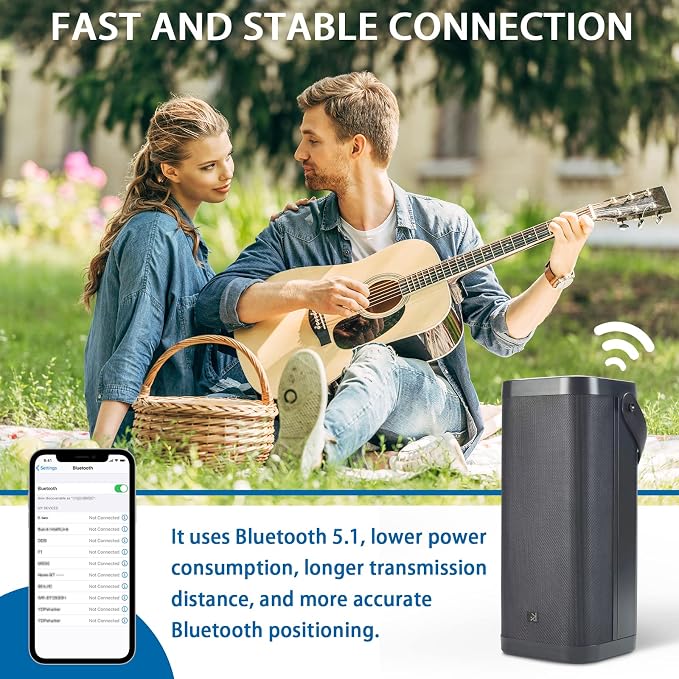 Bluetooth Speakers, KONEX 65W Portable Wireless Speaker, 3-Way System - Image 3