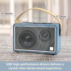 Vintage Bluetooth Speakers, KONEX 40W Leather Portable Wireless Speaker - Image 2