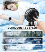 JZCreater USB Desk Fan, Mini Portable, 3 Speeds - Image 3
