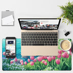 Large Mouse Pad Blooming Tulips Gaming Desk Pad Computer Keyboard Non-Slip - Image 4