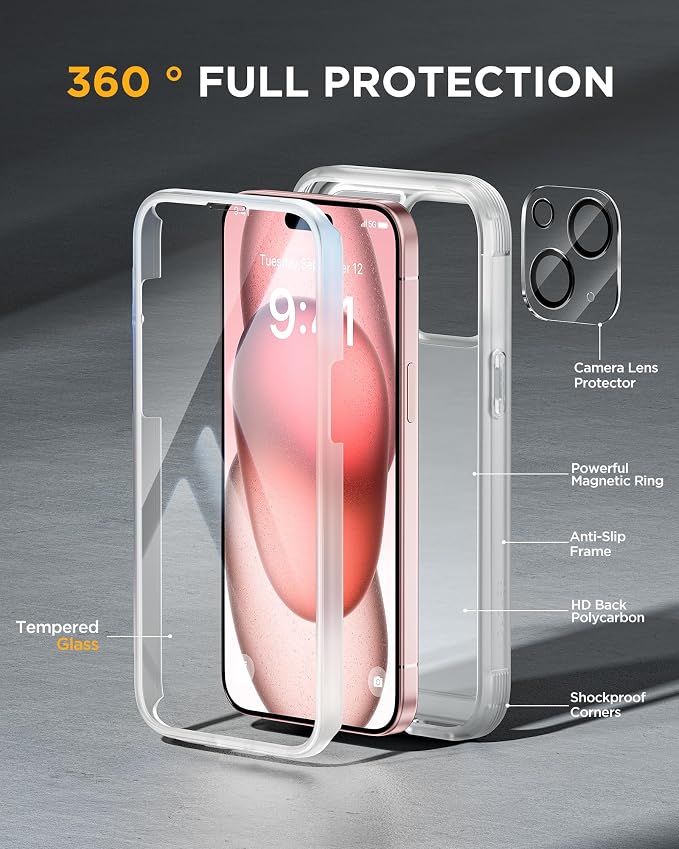 Miracase Glass Series Designed for iPhone 15 Plus Case 6.7', Full-Body Military - Image 4
