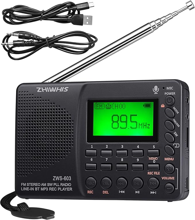 ZHIWHIS Portable Bluetooth Radio, FM AM Shortwave Radios by ZHIWHIS