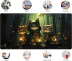 Forest Cats Desk Mat Anime Cat Desk Pad Cute, Kawaii Green Mouse Pad XXL - Image 6